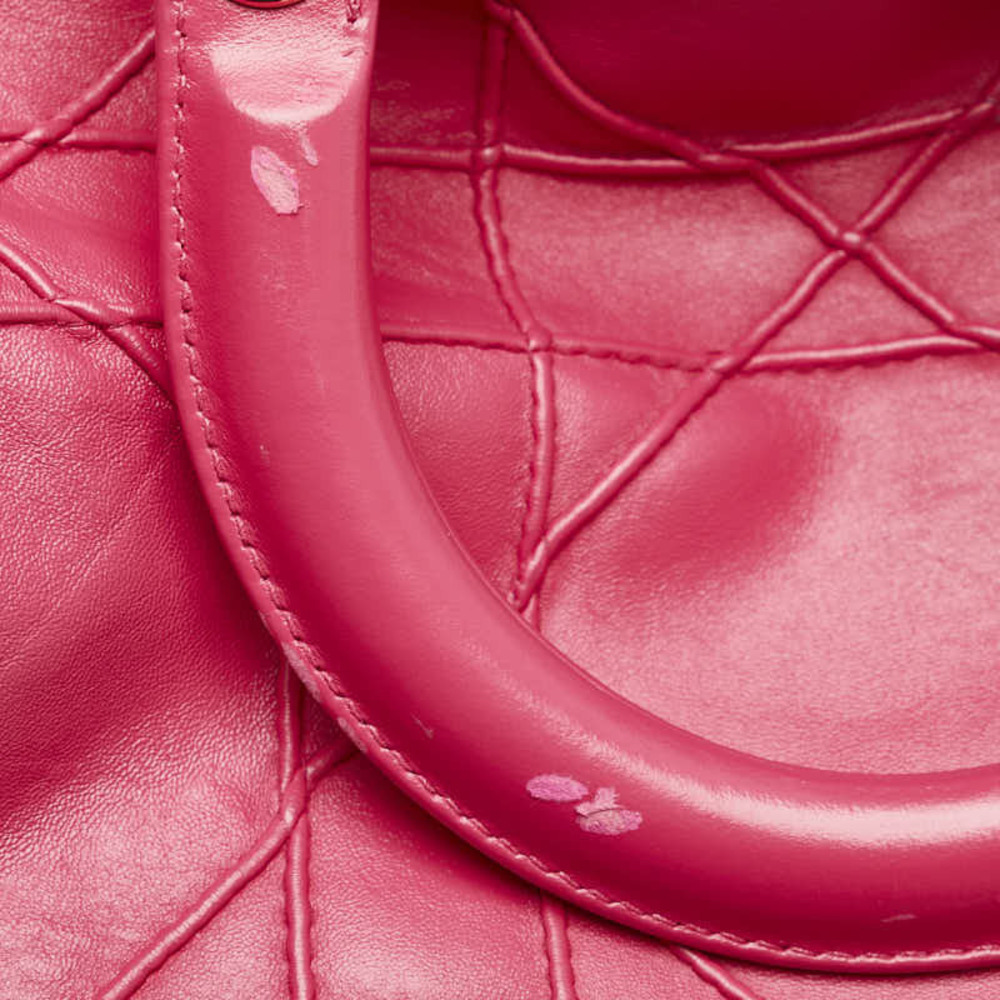 Dior Granville Cannage Handbag Shoulder Bag Pink Leather - Picture 7 of 8